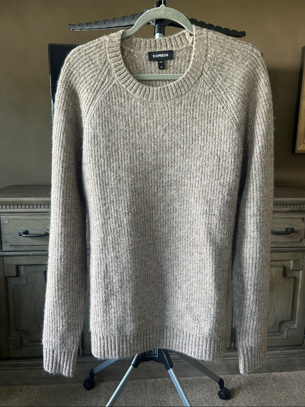 Express Men's Crewneck Sweater in Taupe Heather